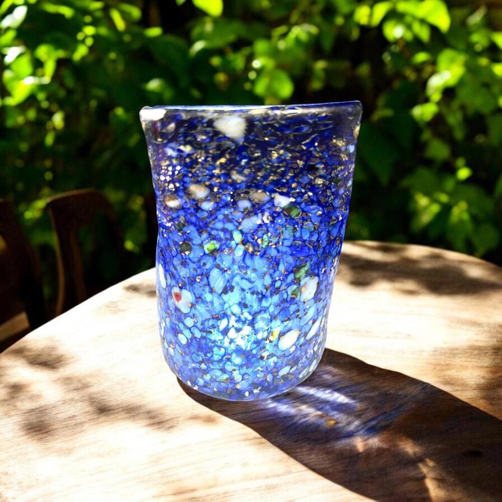 Murano Cane Blown Glass Murrine Millefiori Mosaic Design Multi Coloured Vase